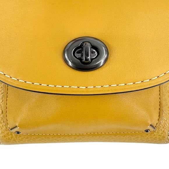 NWOT Coach Mini Faye Leather Backpack - Yellow Pebble Leather Mini Handbag - Picture 9 of 16